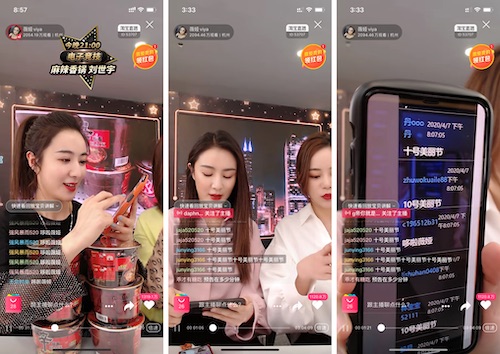 screencapture of a live streaming section on mobile phone