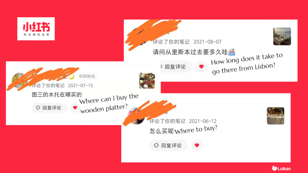 screenshots of real users comments on xiaohongshu