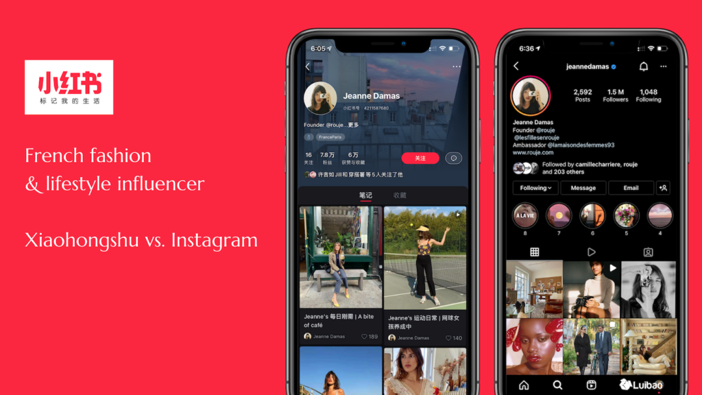 foreign influencers landing on xiaohongshu for chinese audience with screenshot example of jeanne damasa account