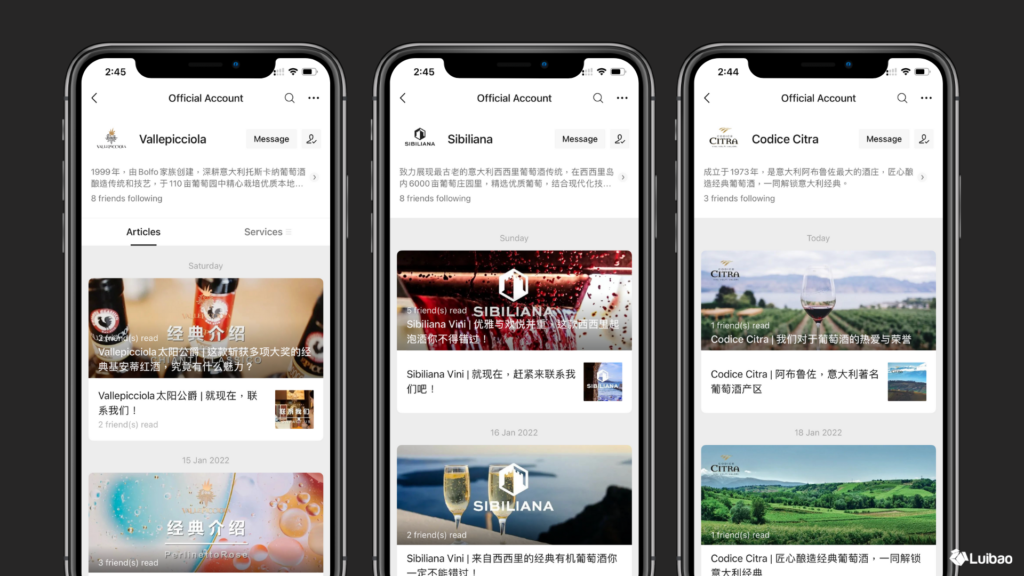 luibao work_case study_wechat social media marketing management for italian wineries